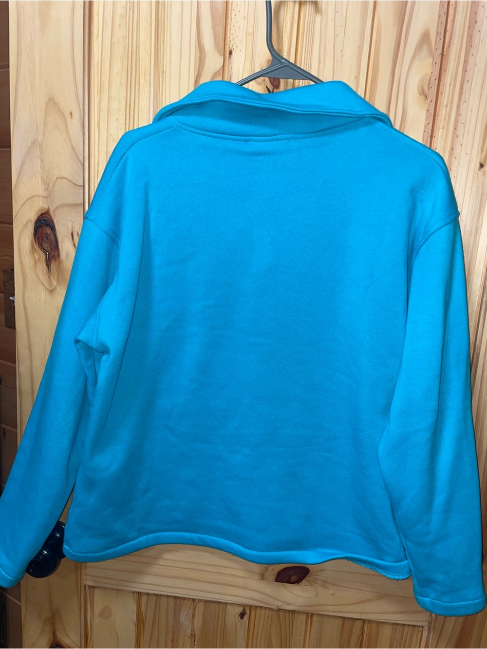 Zenana Outfitters Bright Teal Pullover Snap-Collar Sweatshirt - Picture 3 of 3